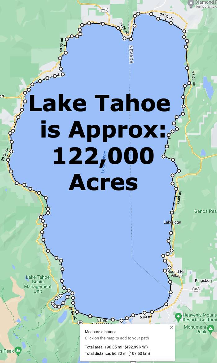How many acres is lake tahoe