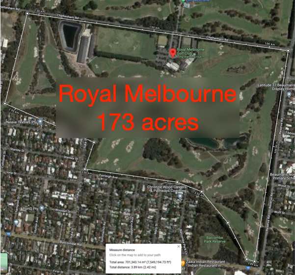 Royal Melbourne Golf Course Area in Acres