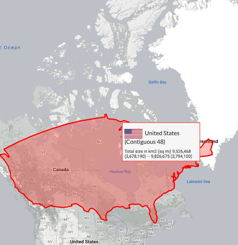 US size compared to Canada