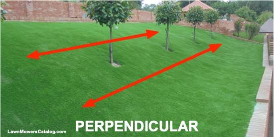 The Perpendicular to the incline mowing hills technique
