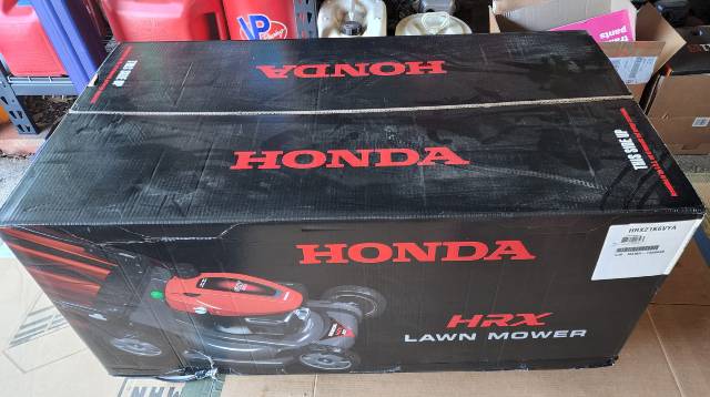 Honda HRX mower in box