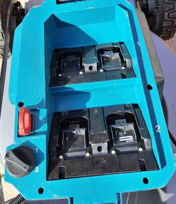 Makita LXT mower battery compartment